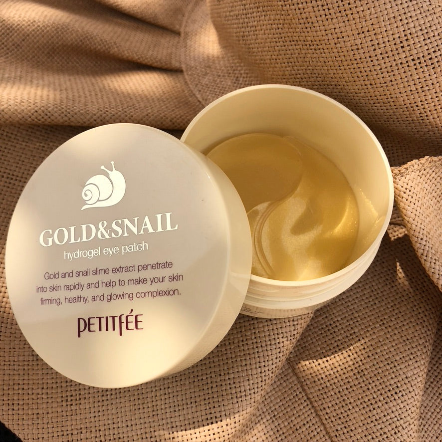 Гидрогелевые патчи для глаз с золотом и улиткой PETITFEE Gold & Snail Hydrogel Eye Patches 60 шт